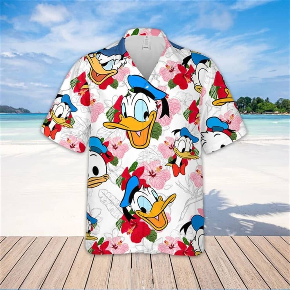 Disney Donald Duck Hibiscus Inspired Hawaiian Shirt - Trendy