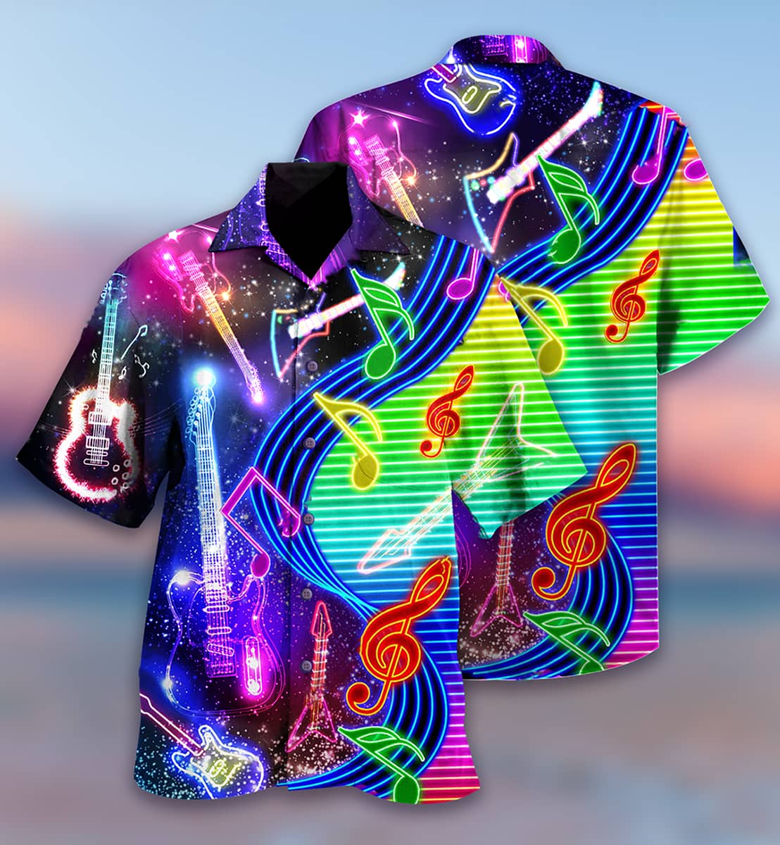 neons様 hawaiian shirt.(music note) 50 黒 Sb40ffaeb359144e59bde1ed487dde